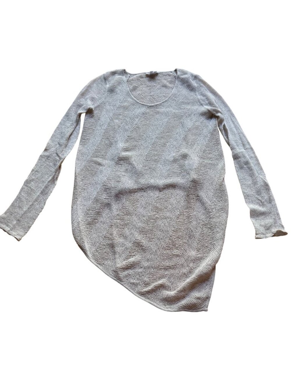 Helmut Lang Size M Beige Asymmetric Pullover Knit Wool Blend Crew Neck Sweater